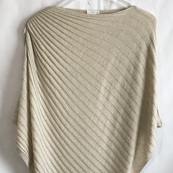 J Jill Silk Cotton Blend Textured Knit Poncho Sweater Size OS Asymmetrical Hem - Picture 3 of 7